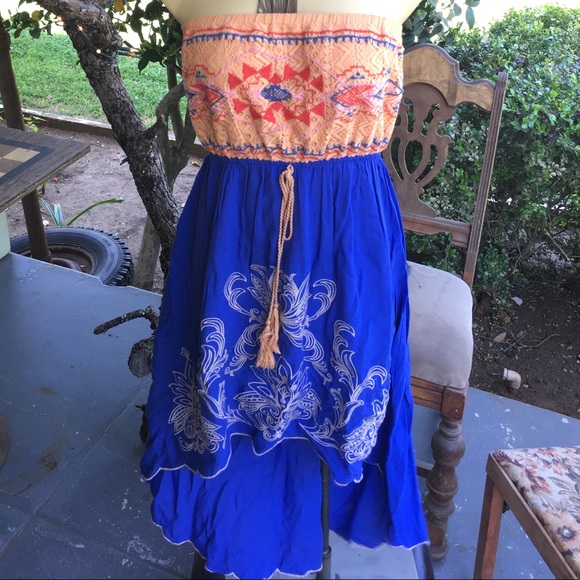 Strapless High-low Sherbet & Lapis Anthropologie - Picture 5 of 8